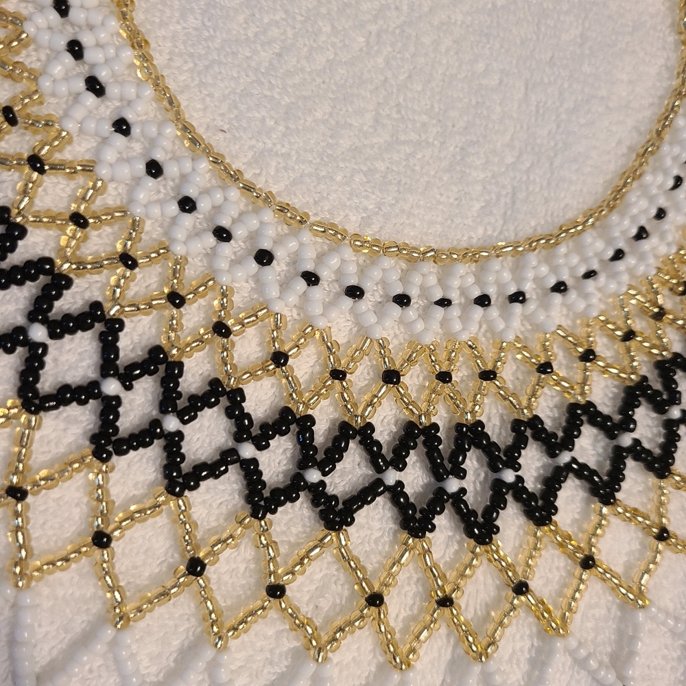 Elegant Gold and Black Beaded Necklace